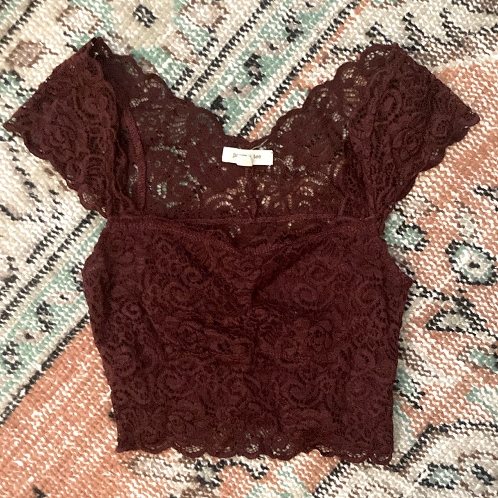 Lacy burgundy crop top